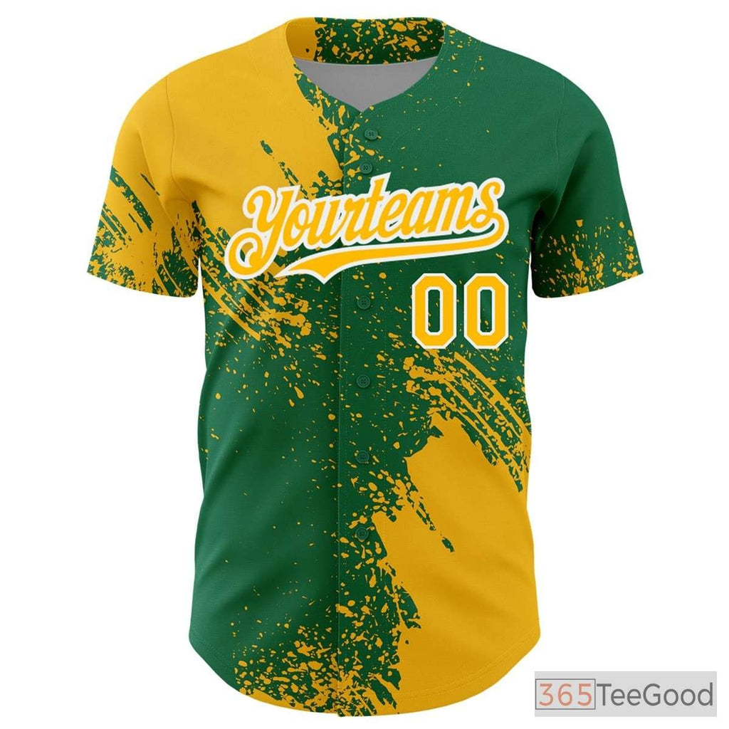Green & Yellow Baseball Jersey Tee - Custom Stitched Team & Player Apparel