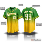 Green & Yellow Baseball Jersey Tee for Men & Women - Add Your Own Stitched Details