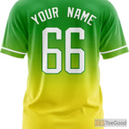 Green & Yellow Baseball Jersey Tee for Men & Women - Personalize Your Player Details