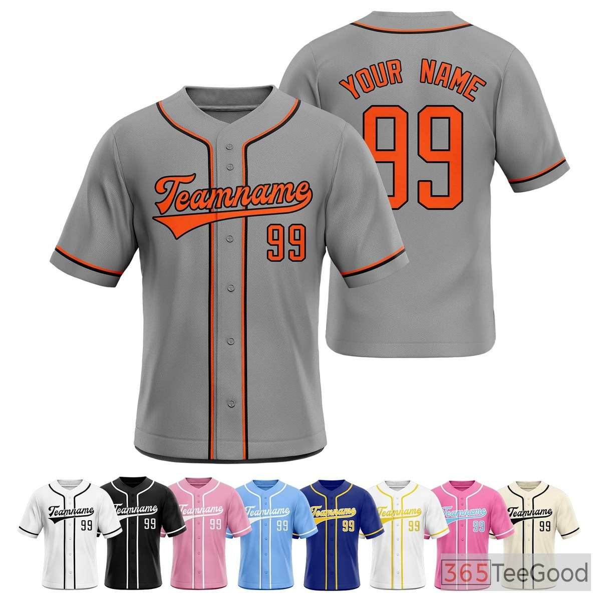 Grey Baseball Jersey Tee for Men & Women - Ready for Custom Team & Fan Designs