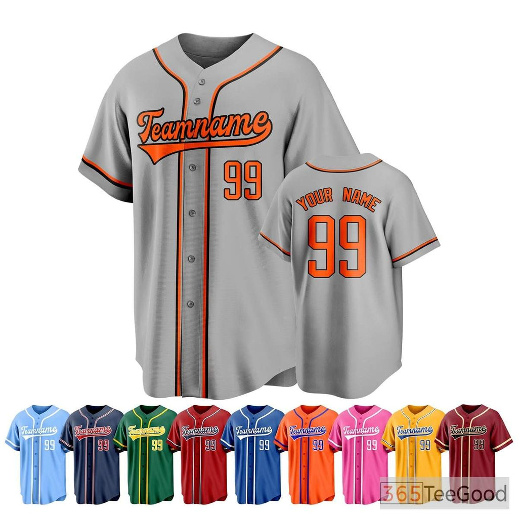 Grey Baseball Jersey Tee for Men & Women - Customizable with Your Text & Graphics