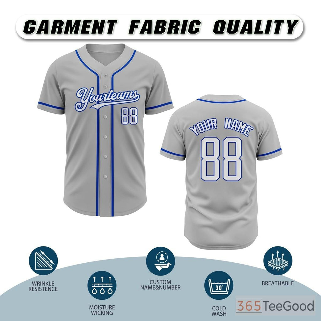 Grey Baseball Jersey Tee for Men & Women - A classic shade for custom uniforms & casual wear