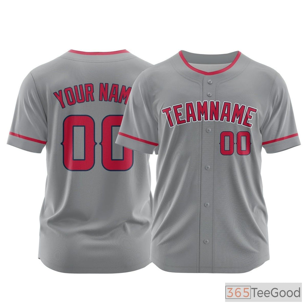 Grey Custom Baseball Jersey for Men Women - Personalized Softball Team Name & Number
