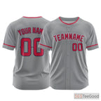 Grey Custom Baseball Jersey for Men Women - Personalized Softball Team Name & Number