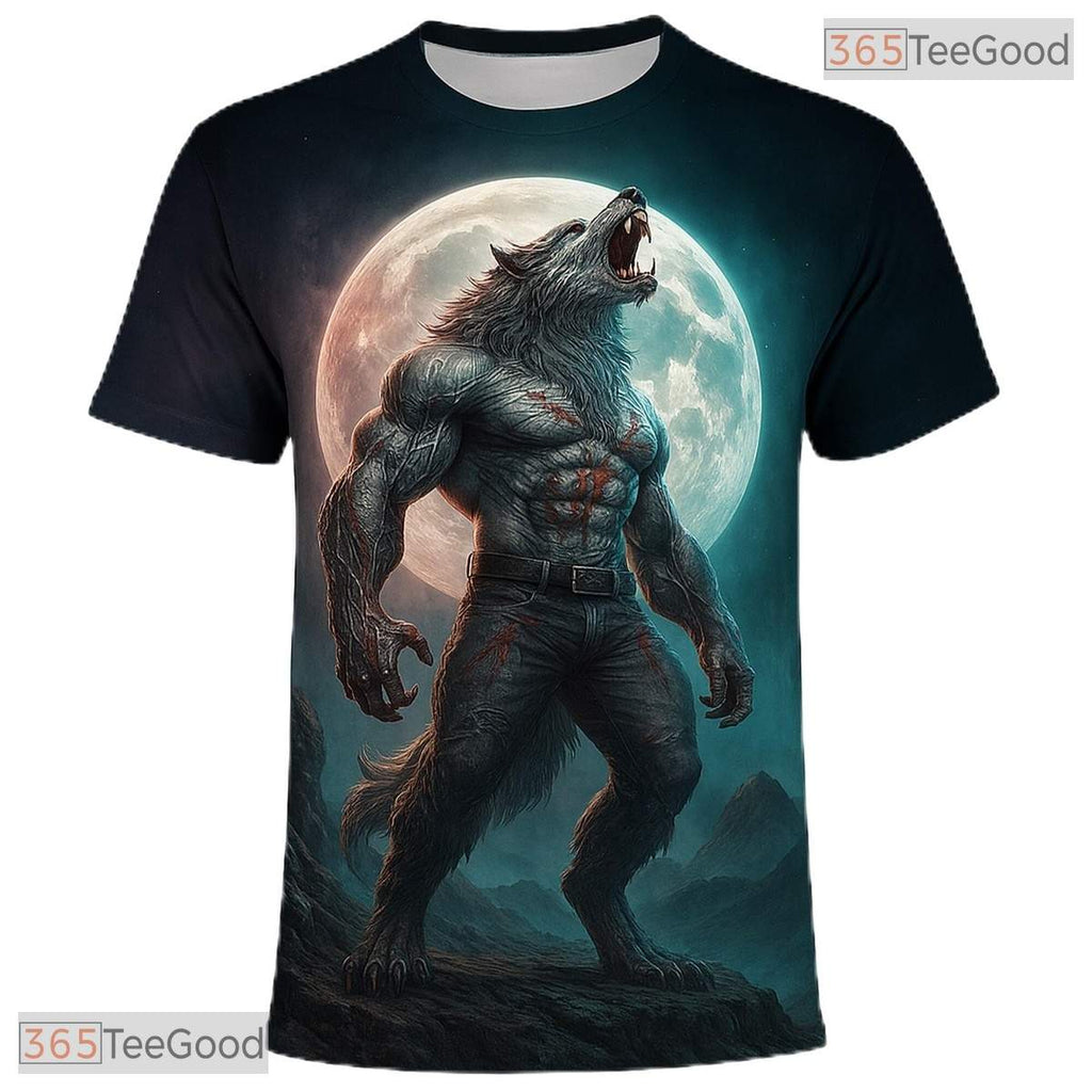 Light Grey Wild Wolf Funny Graphic Novelty 3D Printed Casual Unisex Tee Shirt Styles