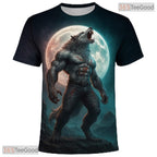 Light Grey Wild Wolf Funny Graphic Novelty 3D Printed Casual Unisex Tee Shirt Styles