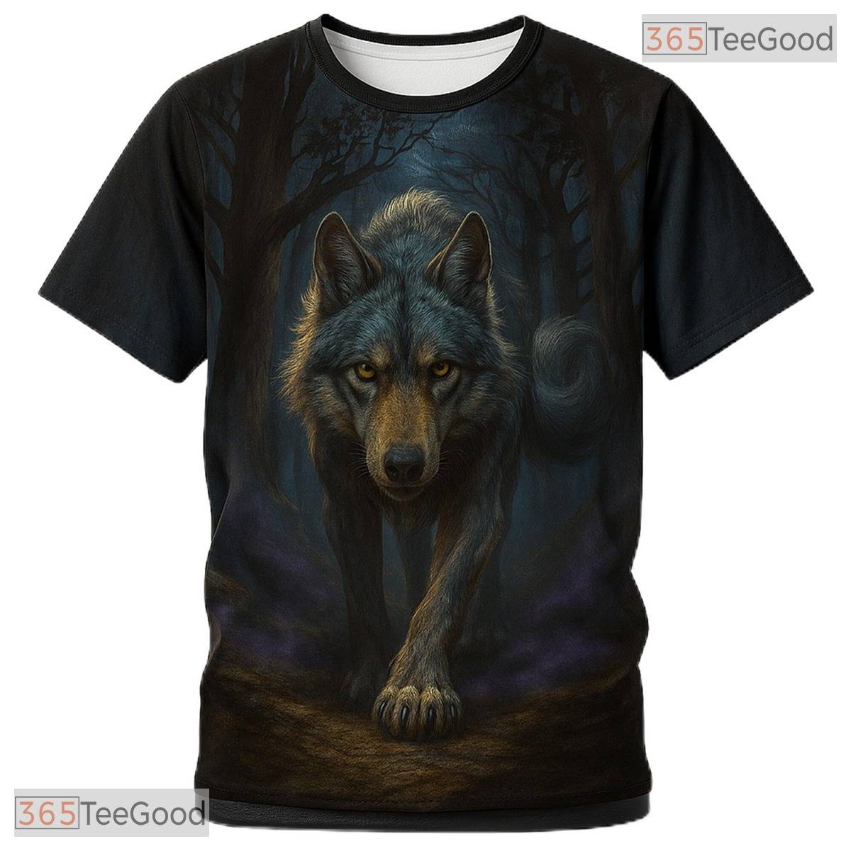 Grey Wild Wolf Funny Graphic Novelty 3D Pattern Printed Casual Unisex T-Shirt Styles