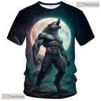 Light Grey Wild Wolf Funny Graphic Novelty 3D Printed Casual Unisex Tee Shirt Styles