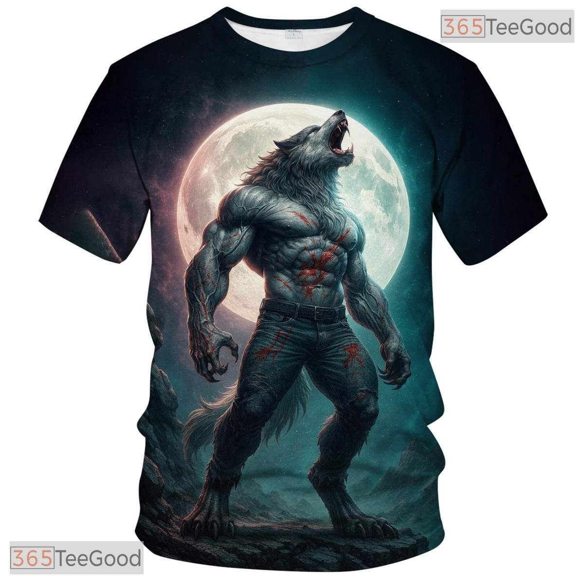 Light Grey Wild Wolf Funny Graphic Novelty 3D Printed Casual Unisex Tee Shirt Styles