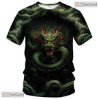 Grey Mythology Chinese Dragon Graphic Art 3D Printed Casual Unisex Tee Shirt Top