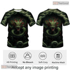 Grey Mythology Chinese Dragon Graphic Art 3D Printed Casual Unisex Tee Shirt Top