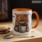 Grumpy Orange Cat Accent Mug - Sarcastic Feline Lover Slogan Gift Ceramic Coffee Cup