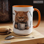 Grumpy Orange Cat Accent Mug - Sarcastic Feline Lover Slogan Gift Ceramic Coffee Cup