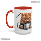Grumpy Orange Cat Accent Mug - Sarcastic Feline Lover Slogan Gift Ceramic Coffee Cup