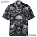 Grunge Skull Hawaiian Tee for Women - Punk Rock Gothic Tropical Aloha Party