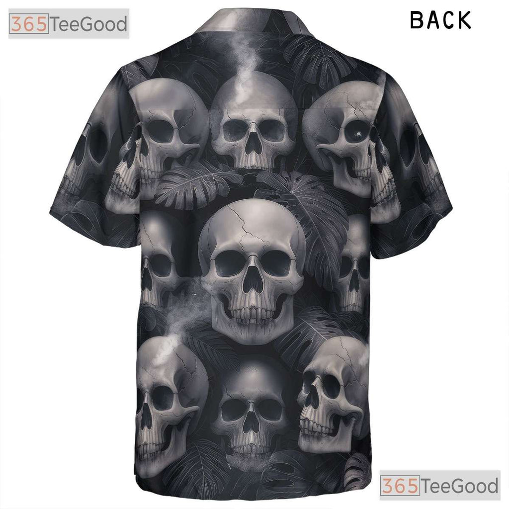 Grunge Skull Hawaiian Tee for Women - Punk Rock Gothic Tropical Aloha Party