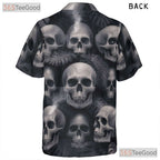 Grunge Skull Hawaiian Tee for Women - Punk Rock Gothic Tropical Aloha Party