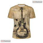 Cool Rock Guitar Music Graphic 3D Pattern Printed Casual Unisex Tee Shirt Styles