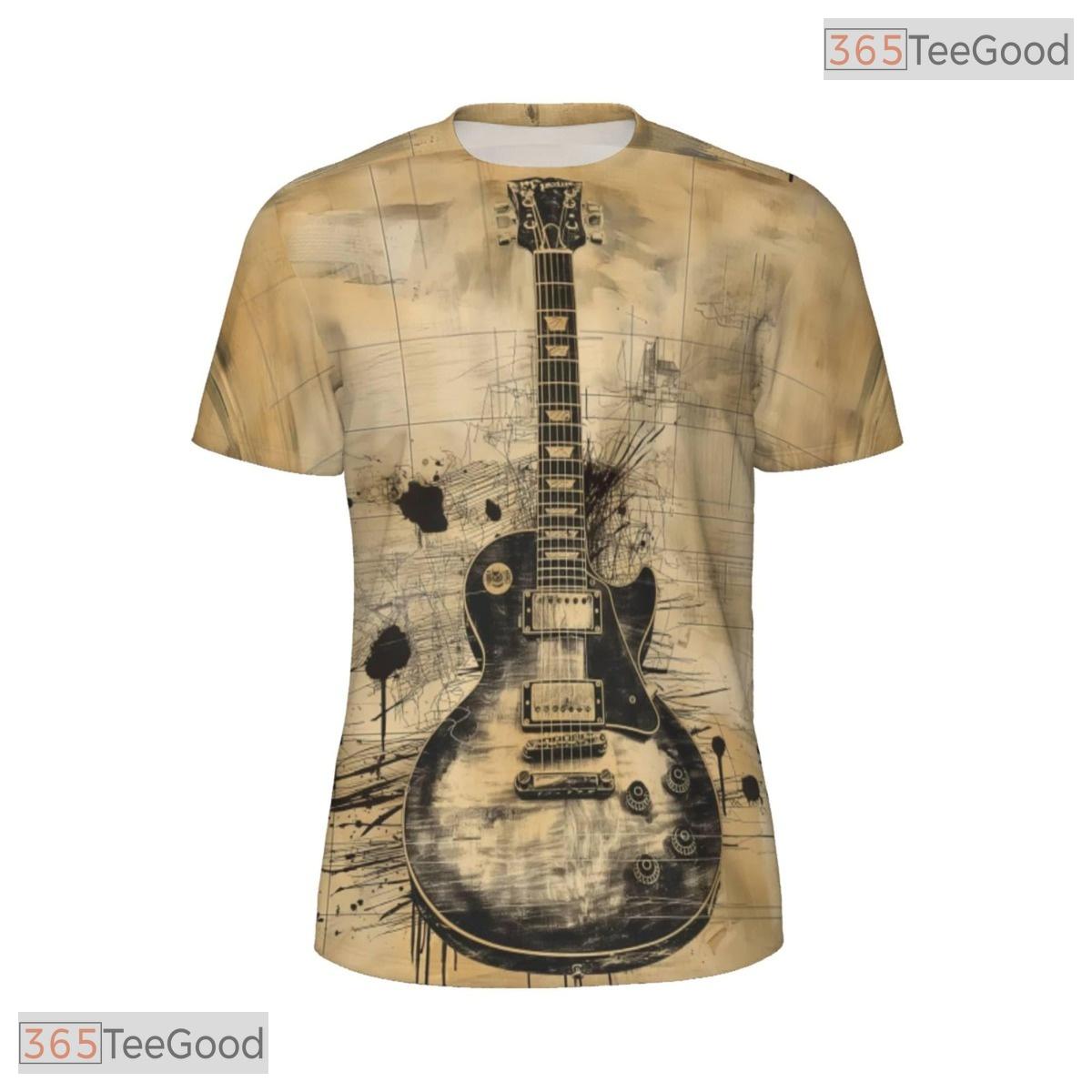 Cool Rock Guitar Music Graphic 3D Pattern Printed Casual Unisex Tee Shirt Styles