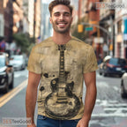 Cool Rock Guitar Music Graphic 3D Pattern Printed Casual Unisex Tee Shirt Styles