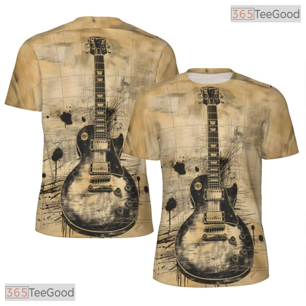 Cool Rock Guitar Music Graphic 3D Pattern Printed Casual Unisex Tee Shirt Styles