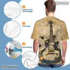 Cool Rock Guitar Music Graphic 3D Pattern Printed Casual Unisex Tee Shirt Styles