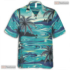 Navy Tropical Flower Hawaiian Shirt - Unisex Summer Beach Tee