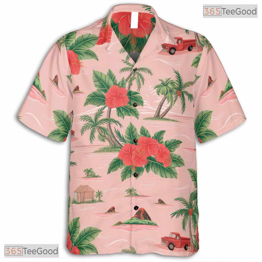 Tropical Black Hawaiian Shirt - Unisex Teal Gold Beach Outfit