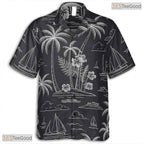 Relaxed Fit Teal Gold White Leaf Hawaiian Shirt - Unisex Aloha Tee