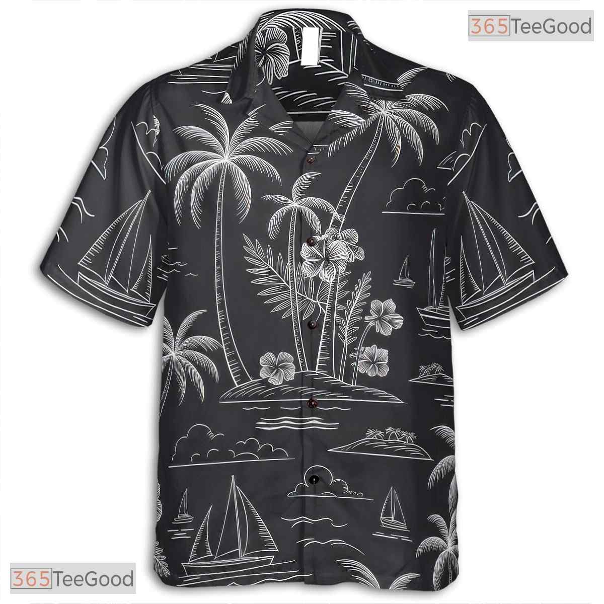 Relaxed Fit Teal Gold White Leaf Hawaiian Shirt - Unisex Aloha Tee