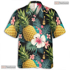 Teal Gold Tropical Leaf Hawaiian Shirt - Men's Aloha Beach Party Tee