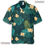 Black Blue Tropical Hibiscus Hawaiian Shirt - Adult Vacation Tee