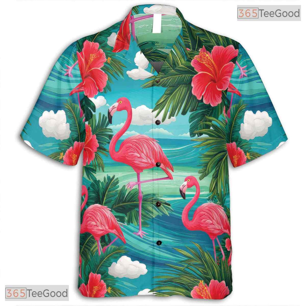 Black Blue Floral Aloha Hibiscus Hawaiian Shirt - Adult Beach Tee