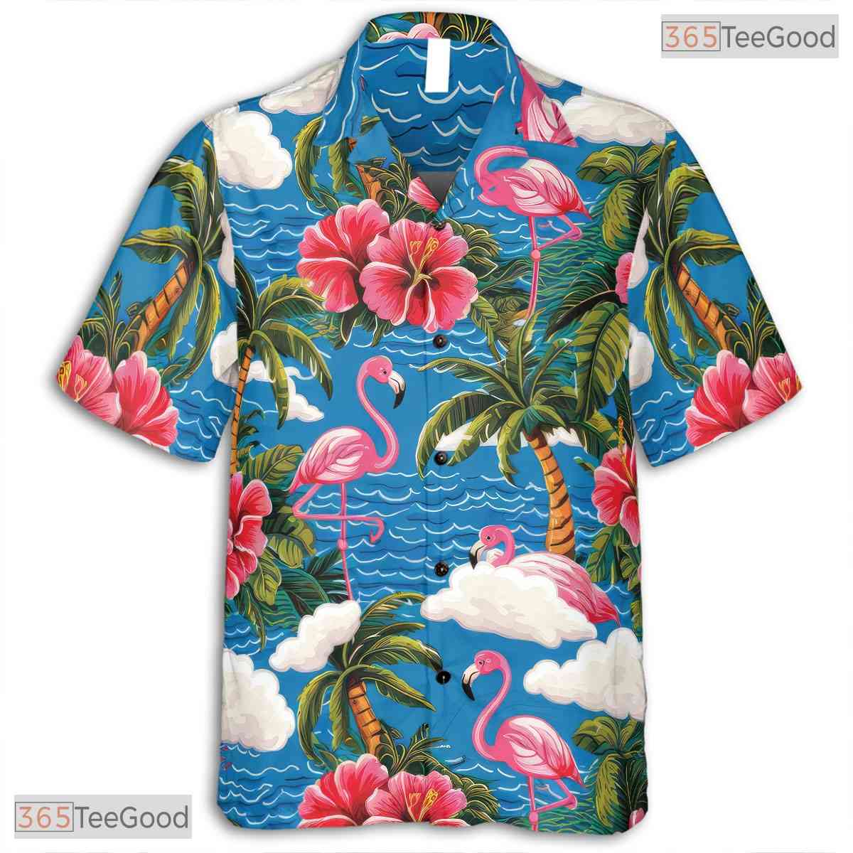 Black Blue Hibiscus Print Hawaiian Shirt - Unisex Vacation Tee