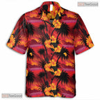 Light Blue Hibiscus Palm Hawaiian Shirt - Unisex Aloha Beachwear