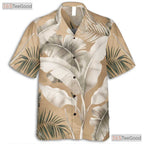 Neutral Tropical Leaves Hawaiian Shirt - Stylish Vacation Wear