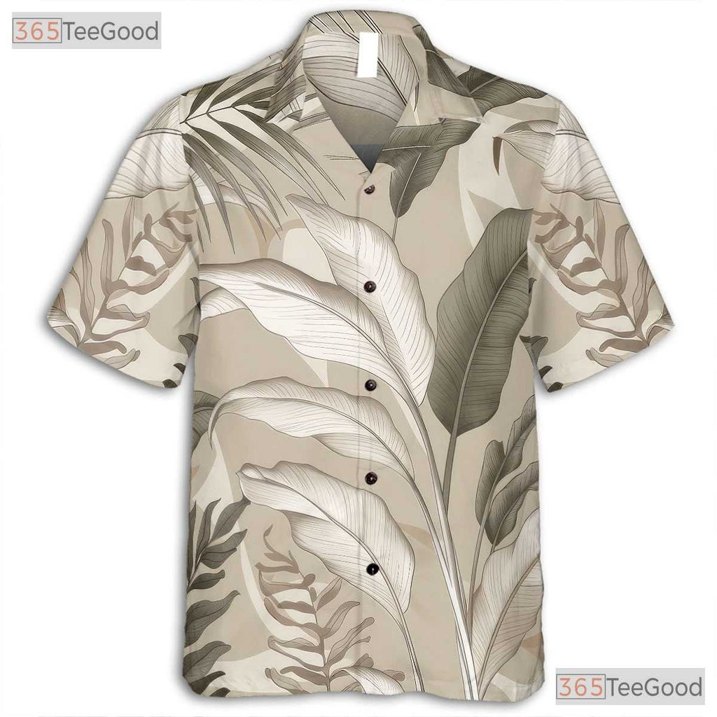 Elegant Tropical Leaves Hawaiian Shirt - Unisex Summer Beach Tee