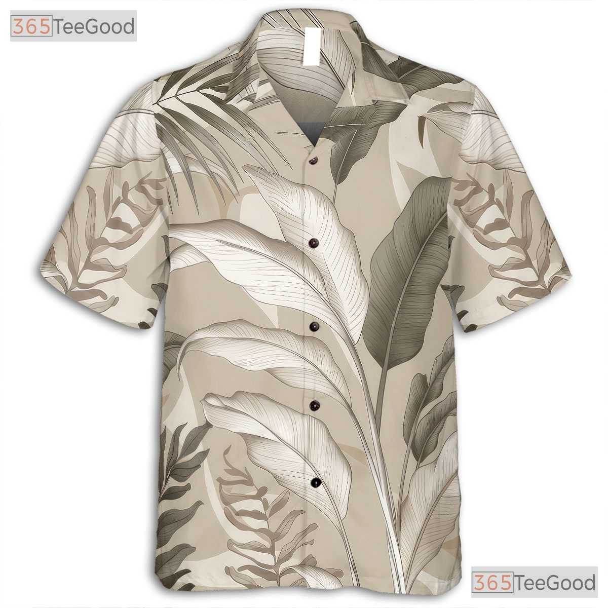 Elegant Tropical Leaves Hawaiian Shirt - Unisex Summer Beach Tee