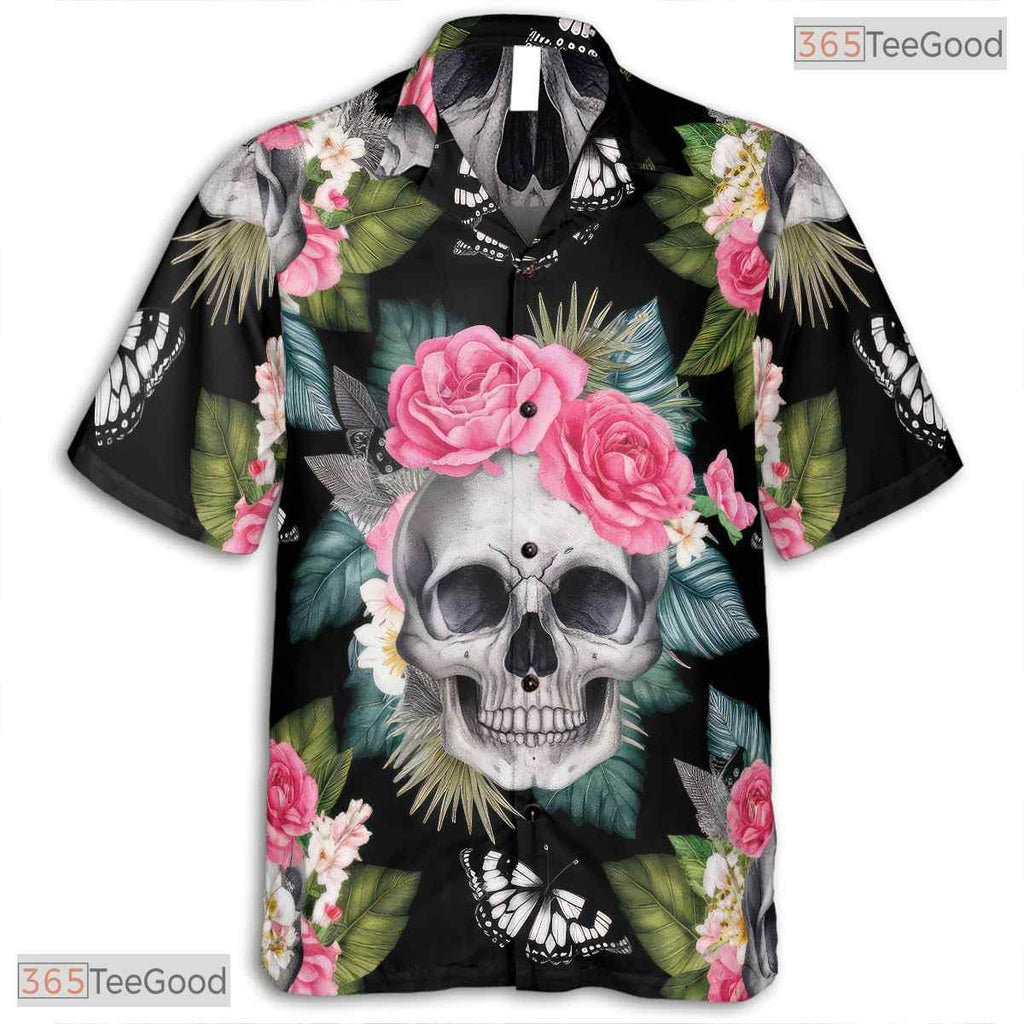 Tropical Navy Hawaiian Shirt - Hibiscus Palm Leaf Beachwear for Adults
