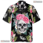 Tropical Navy Hawaiian Shirt - Hibiscus Palm Leaf Beachwear for Adults