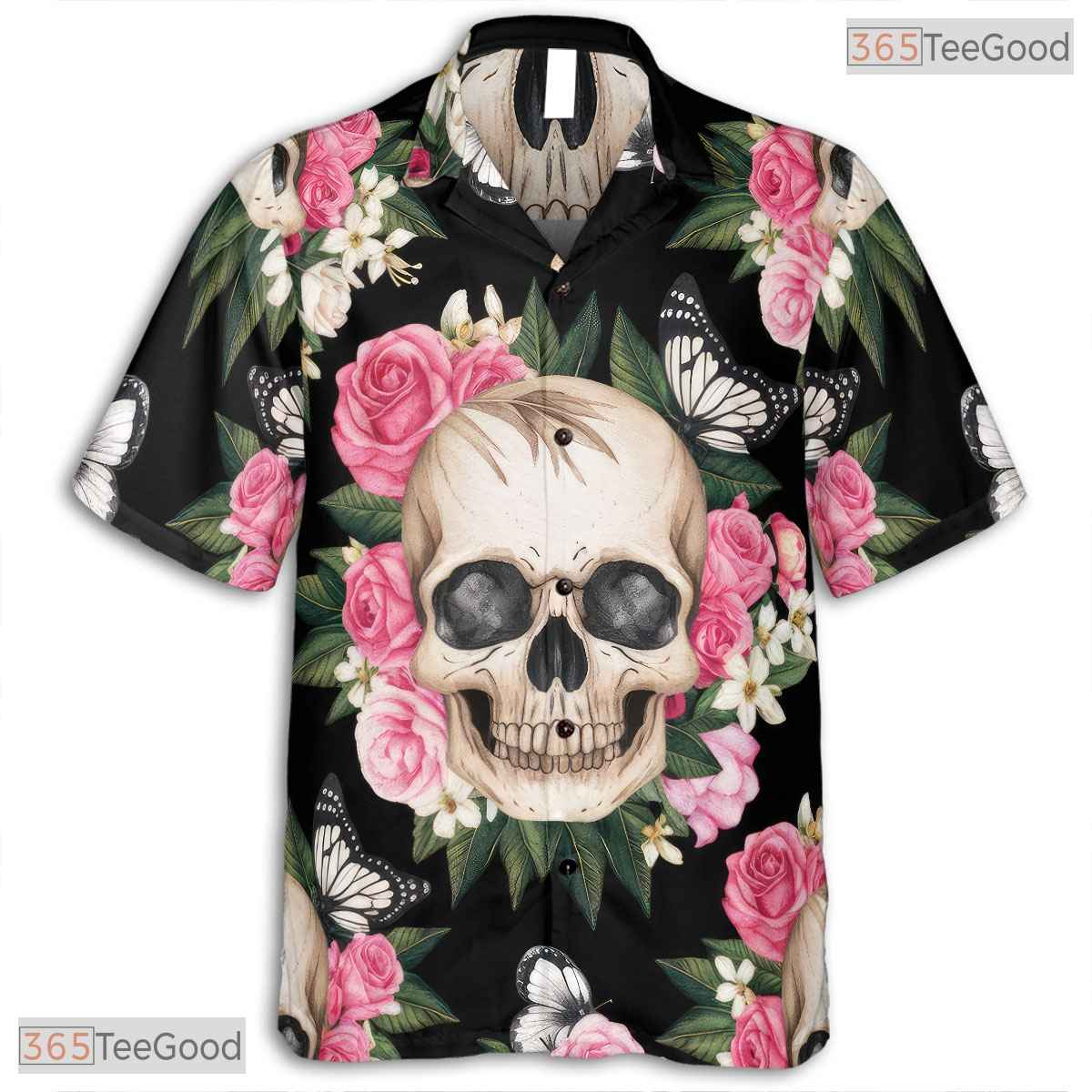 Navy Blue Tropical Hawaiian Tee - Palm Leaf Aloha Summer Vacation Wear