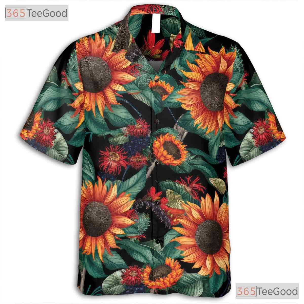 Vibrant Sunflower Hawaiian Shirt - Floral Beach Tee for Women
