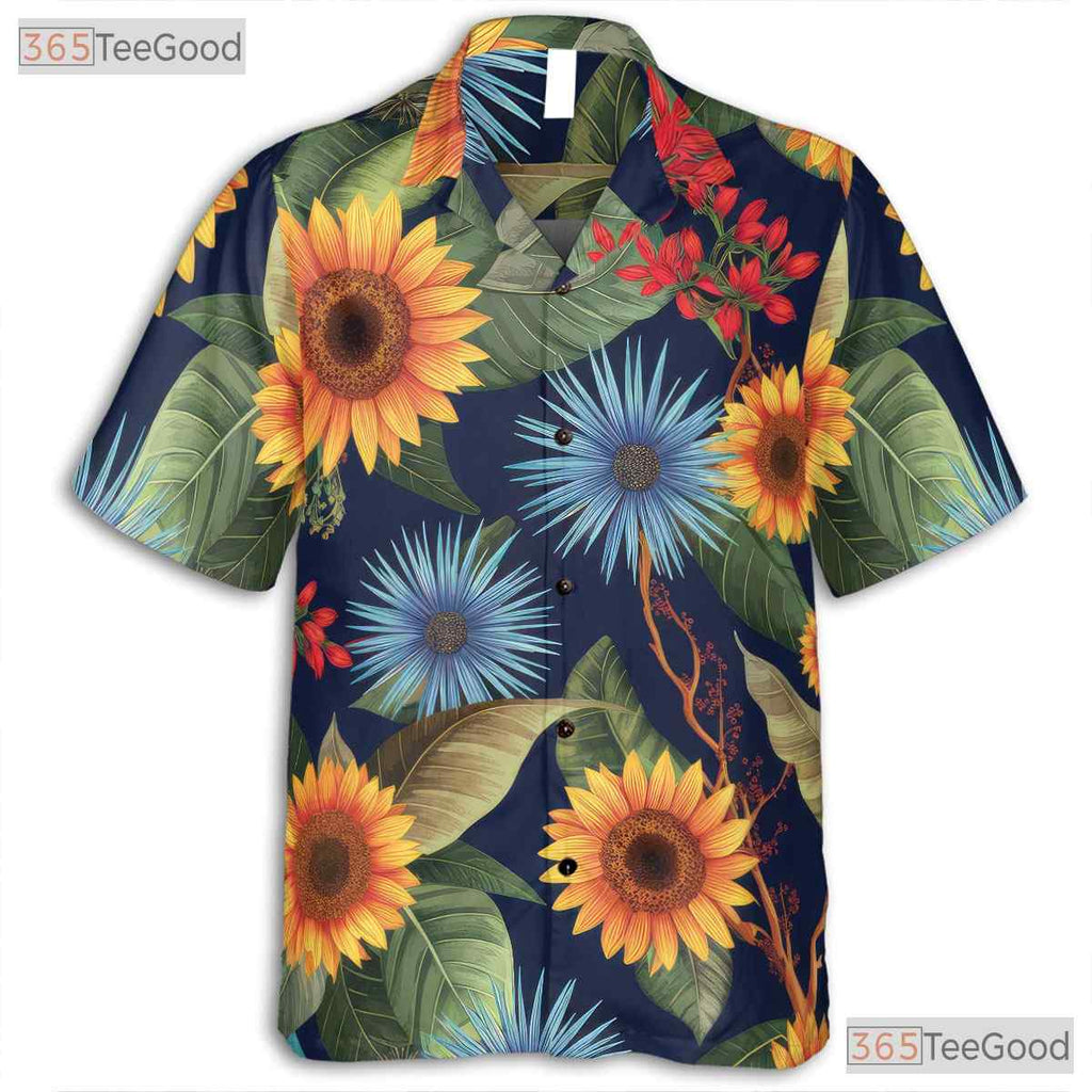 Sunflower Wildflower Hawaiian Shirt - Colorful Aloha Vacation Tee