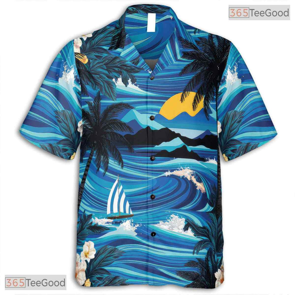 Beer & Pineapple Print Hawaiian Tee - Tropical Beach Party Outfit Adult
