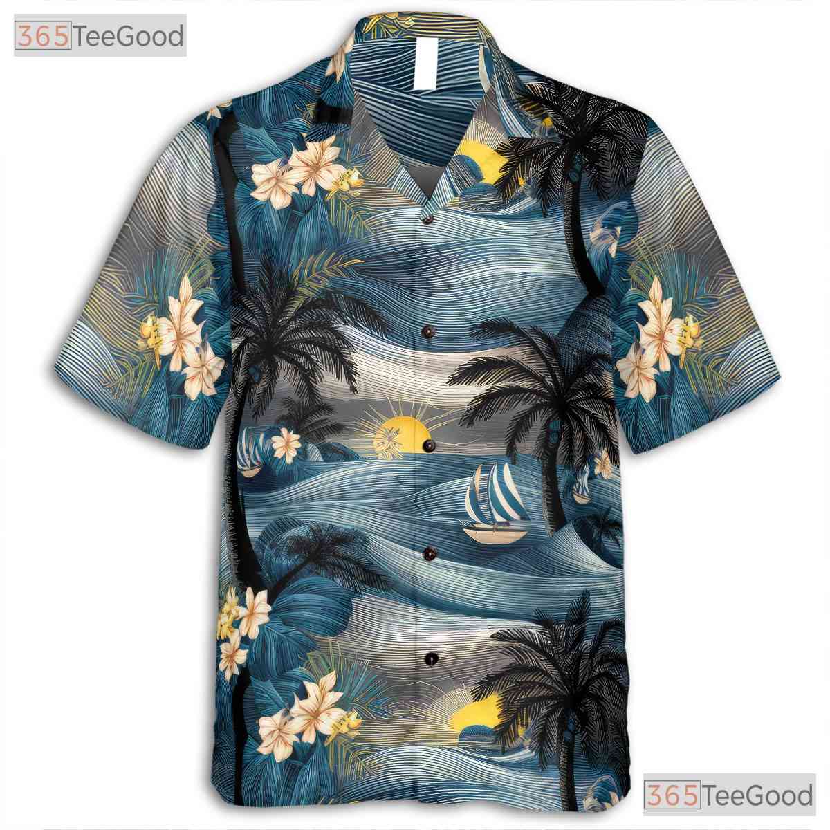 Tropical Palm Tree Sunset Hawaiian Shirt - Unisex Vacation Tee