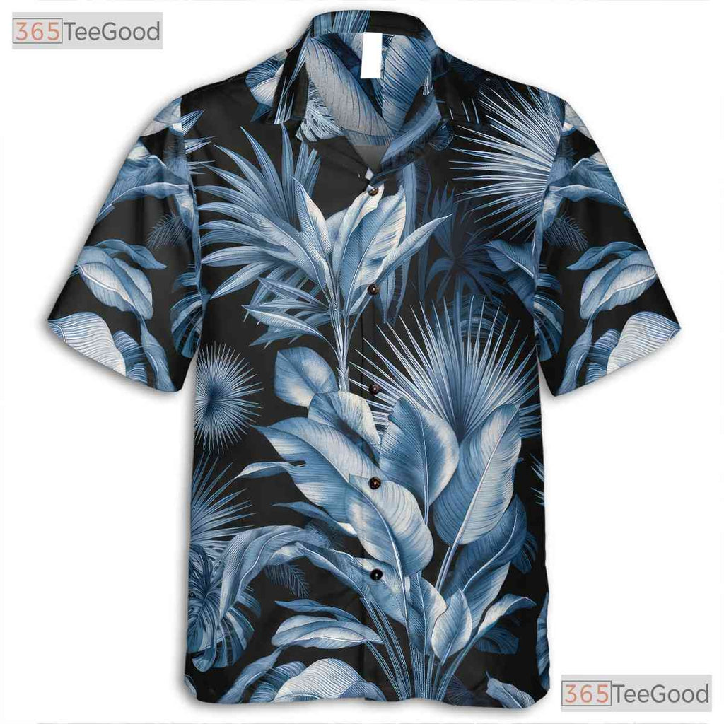 Tropical Blue Leaves Hawaiian Shirt - Unisex Aloha Vacation Tee