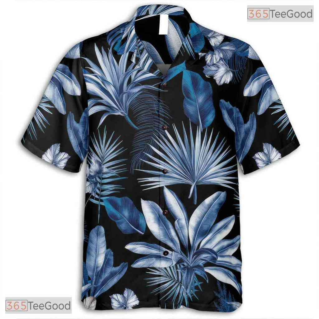 Midnight Bloom Hawaiian Tee - Tropical Hibiscus Aloha Shirt for Adults