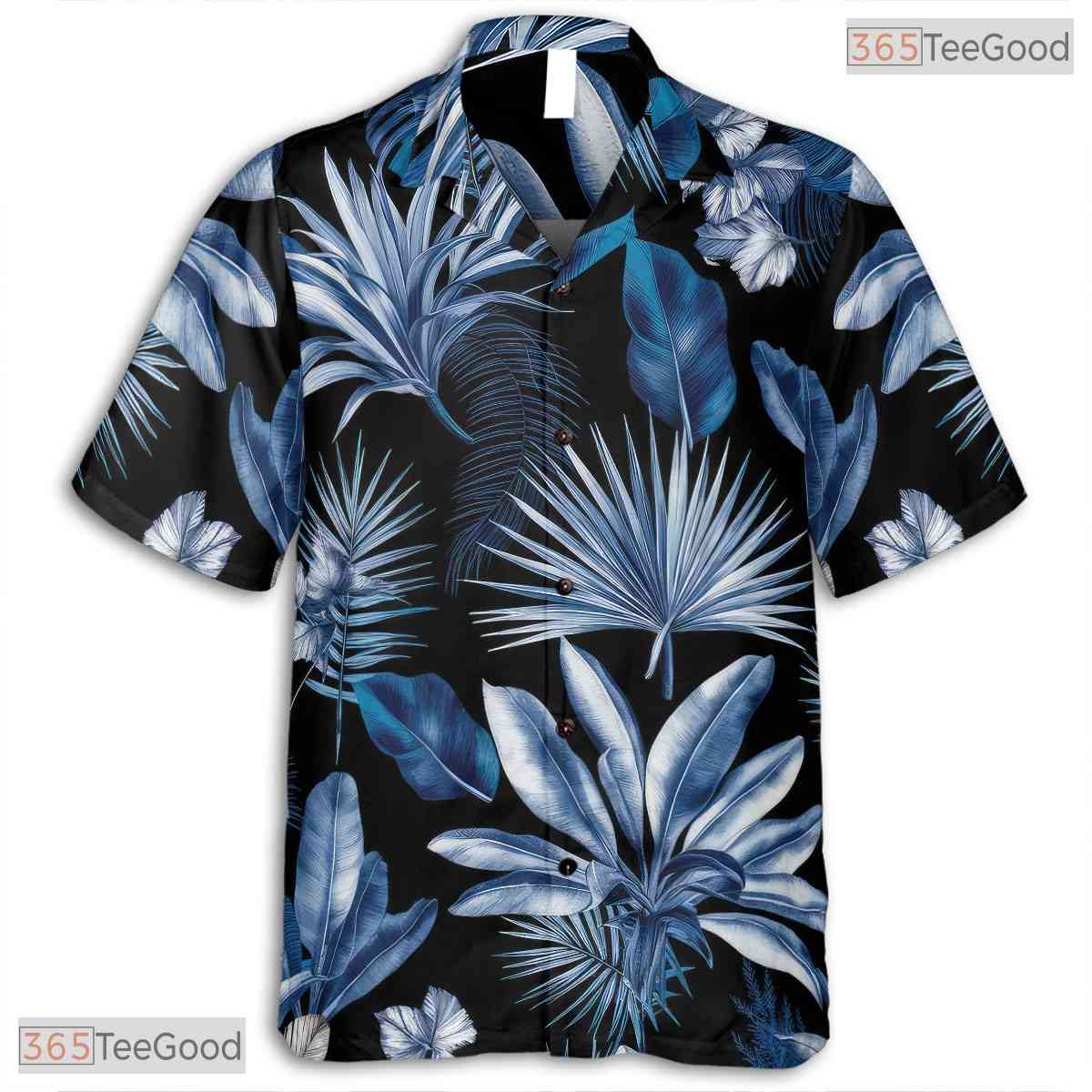 Midnight Bloom Hawaiian Tee - Tropical Hibiscus Aloha Shirt for Adults