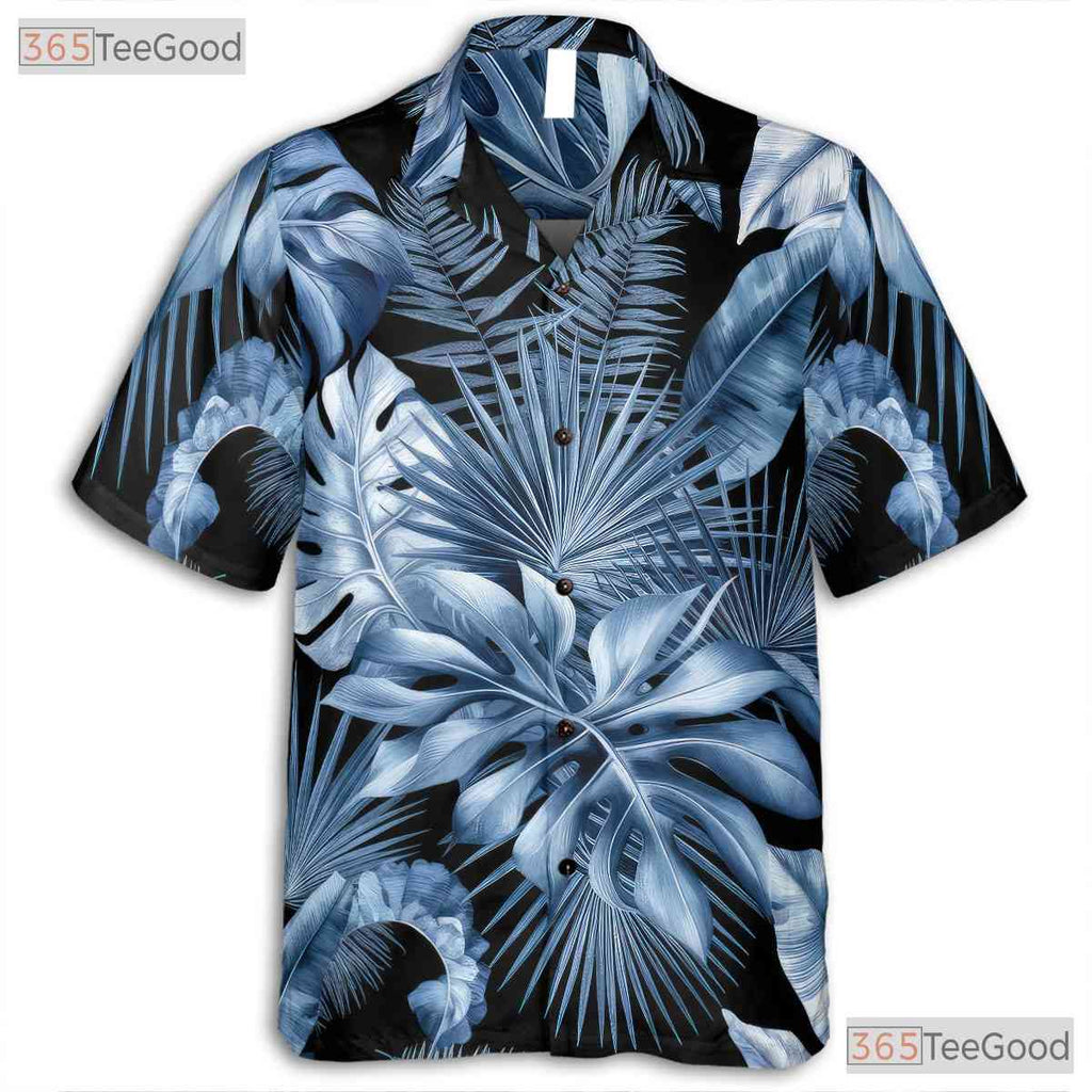 Tropical Blue Foliage Hawaiian Shirt - Unisex Summer Aloha Tee