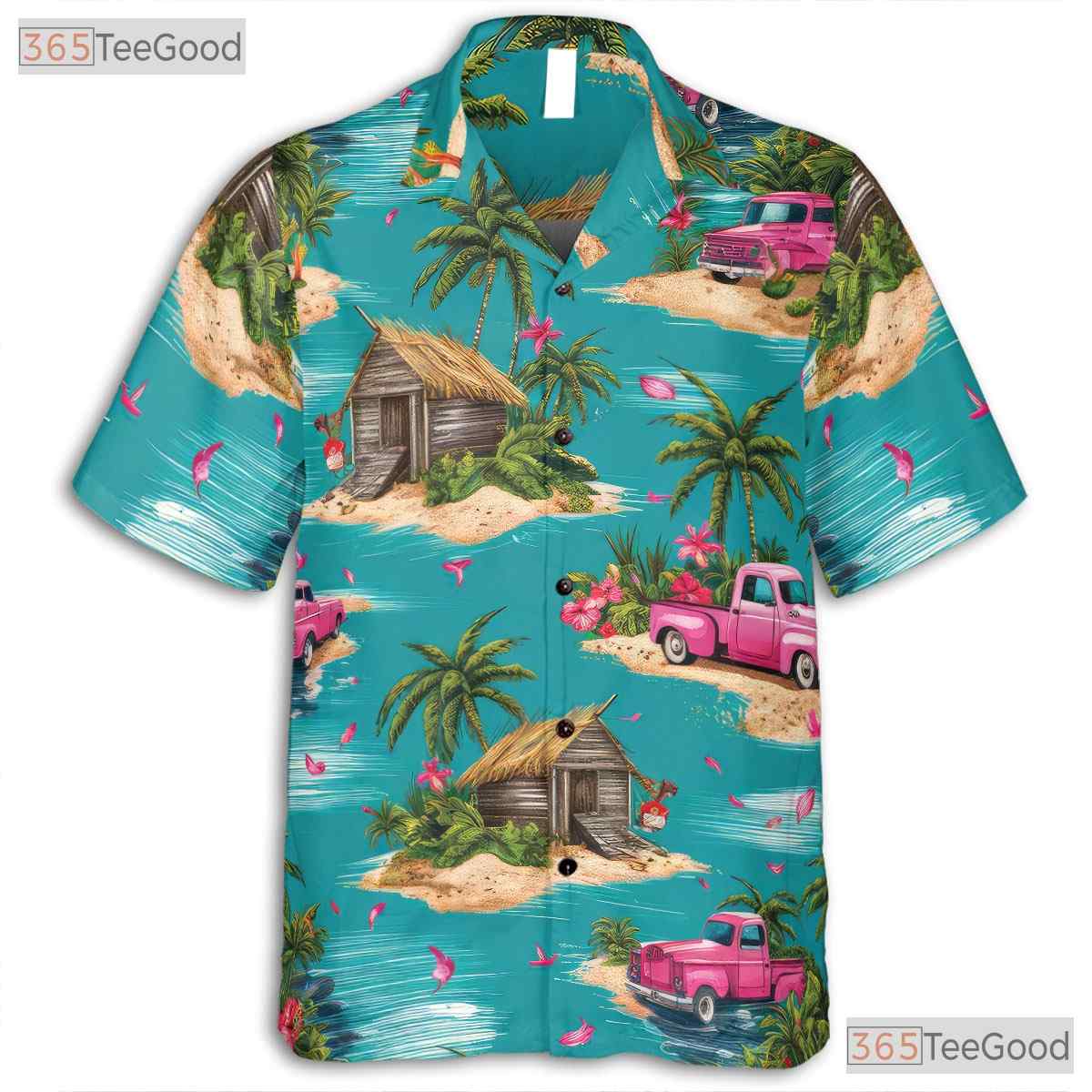 Vintage Truck Island Hawaiian Shirt - Classic Aloha Tee for Men